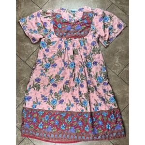 Phases Vtg House Patio Dress Women XL Floral Print Muumuu Maxi Cotton